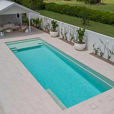 Leisure Pools composite fibreglass inground swimming pools - The Acclaim 12m Diamond Sand