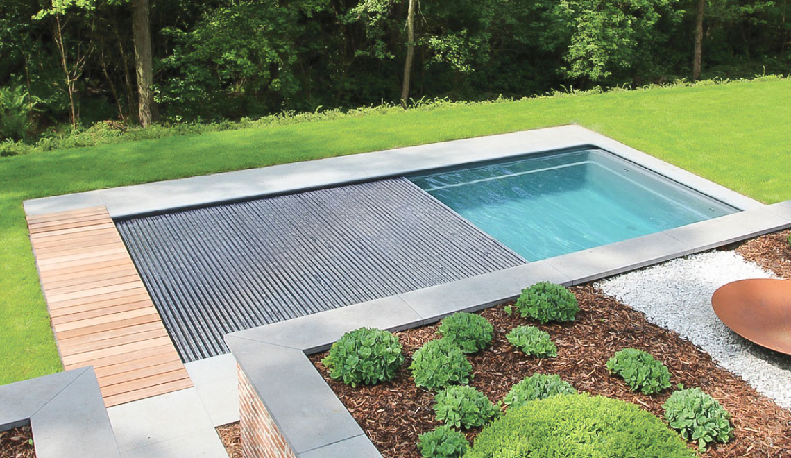 Leisure Pools Reflection plus Cover Box composite in-ground swimming pool