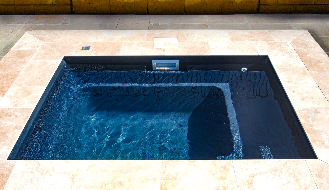 Leisure Pools Fiji Plunge fiberglass compact swimming pool