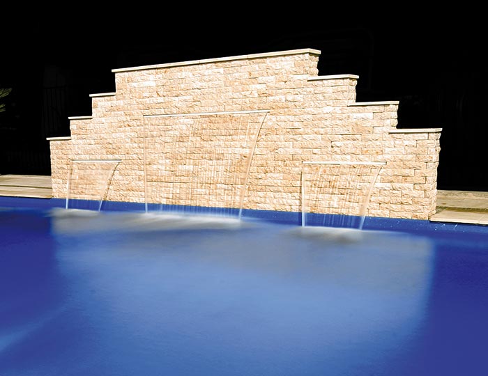 Leisure Pools Niagara water feature for fiberglass swimming pools