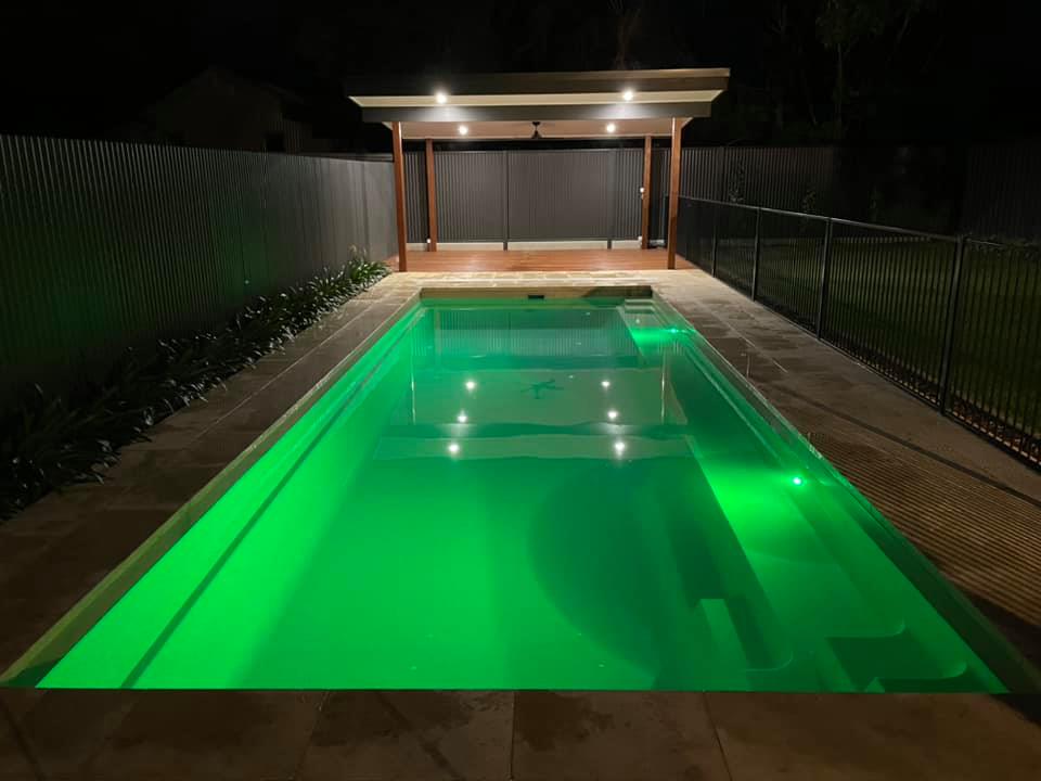 Inground fiberglass swimming pool ambient lighting