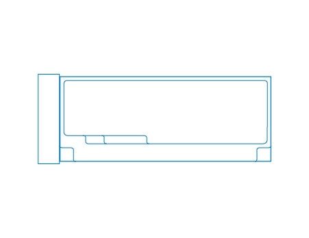 Line Drawing of the The Reflection fibreglass pool with cover- 9.90m x 4.06m