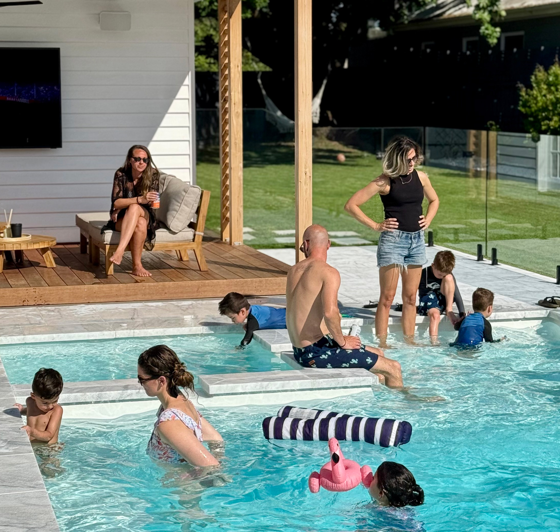 The Absolute 8m Shimmer White Leisure Pools Reflection with Auto Cover