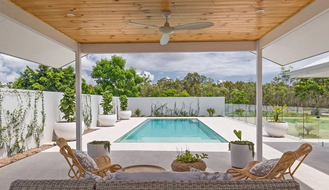 The Acclaim 12.15m in Diamond Sand installed by Leisure Pools Yeppoon