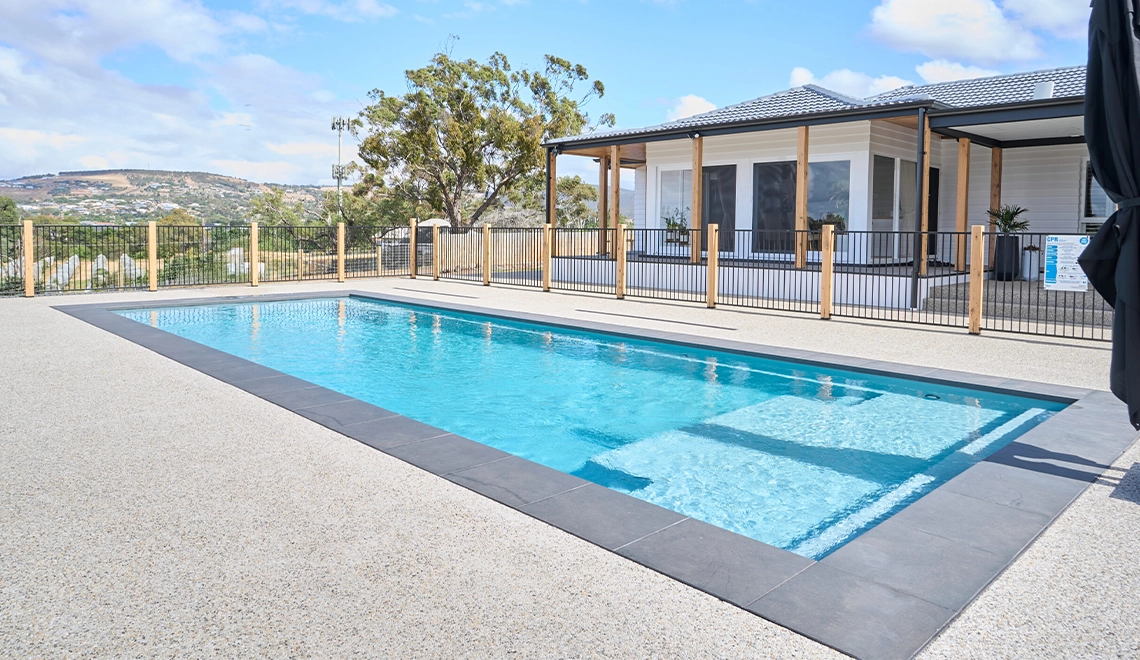 The Acclaim 12.15m in Silver Grey installed by Leisure Pools Western Melbourne