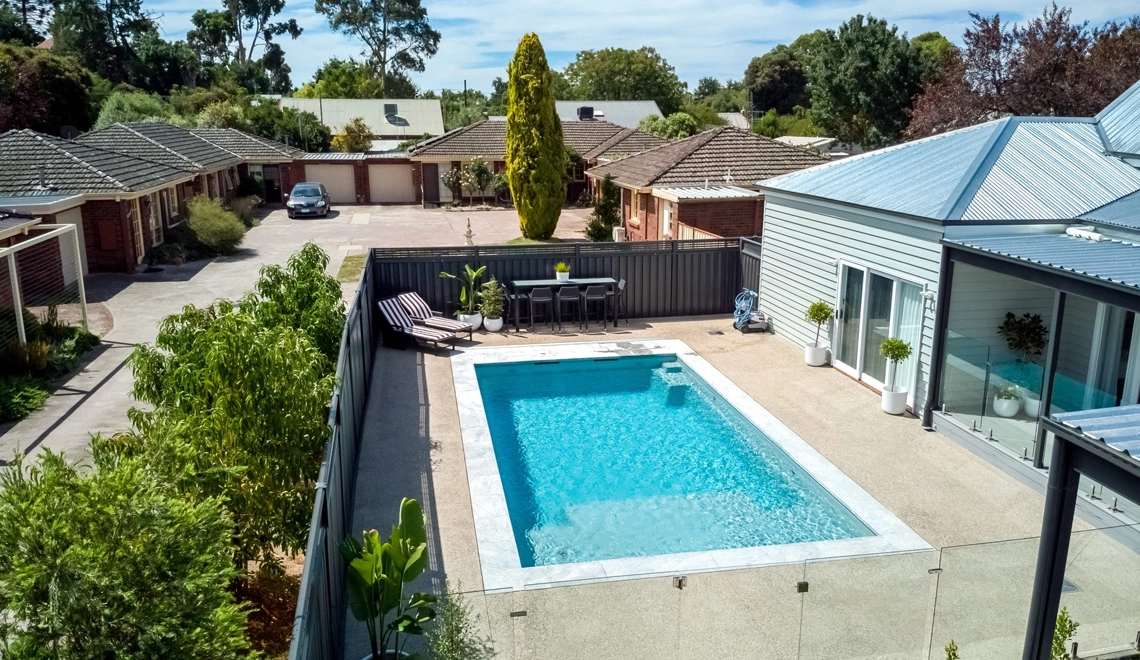 The Acclaim 8.15m in Silver Grey installed by Leisure Pools Bendigo