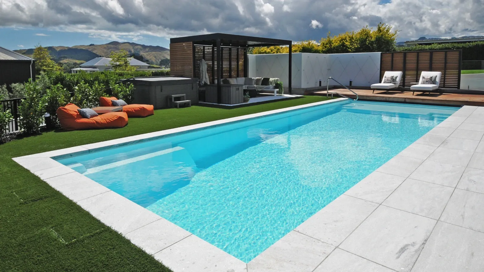 The Acclaim in Shimmer White Installed by NZ Pools