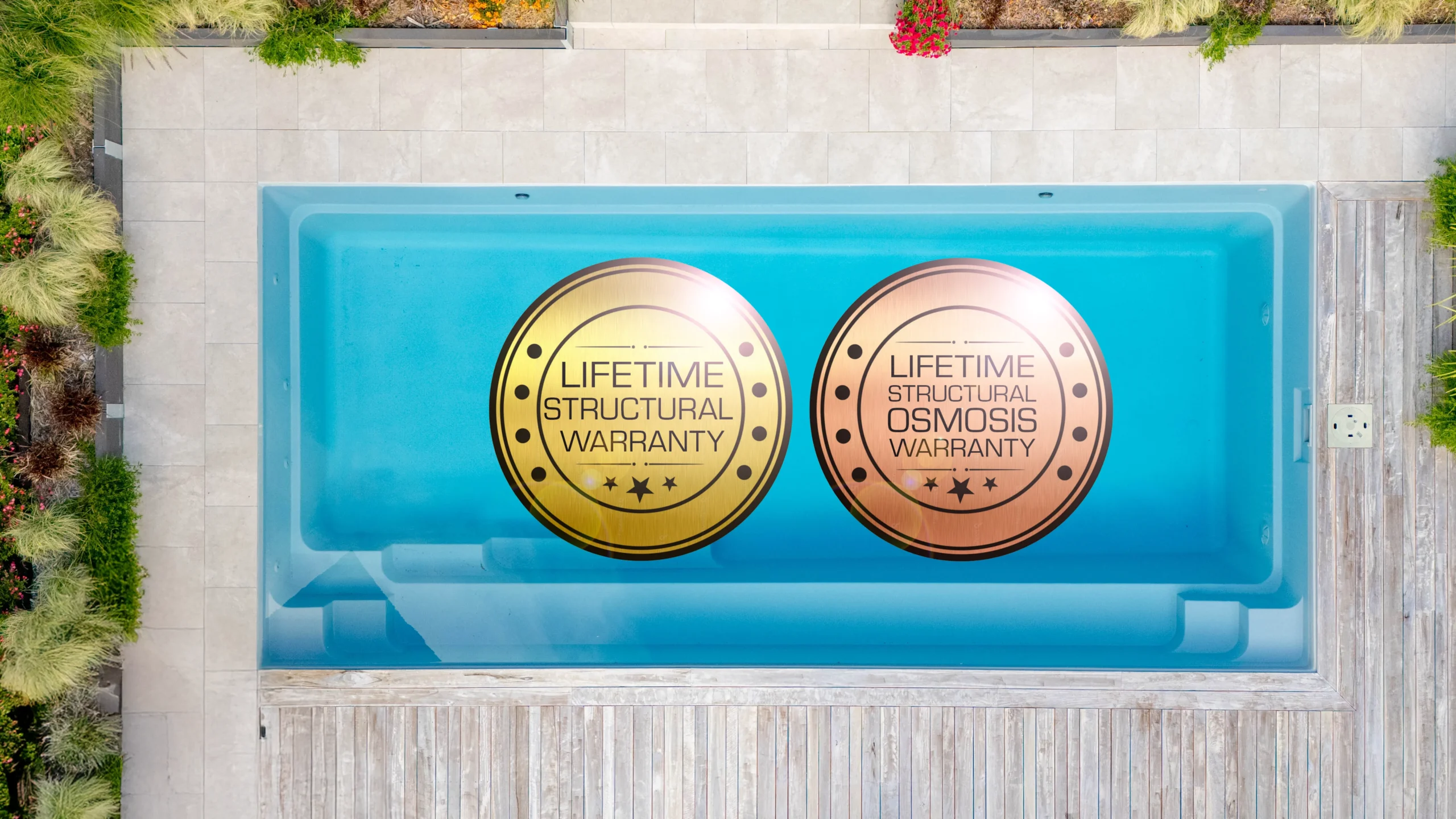 pool warranty - leisure pools lifetime warranty badges