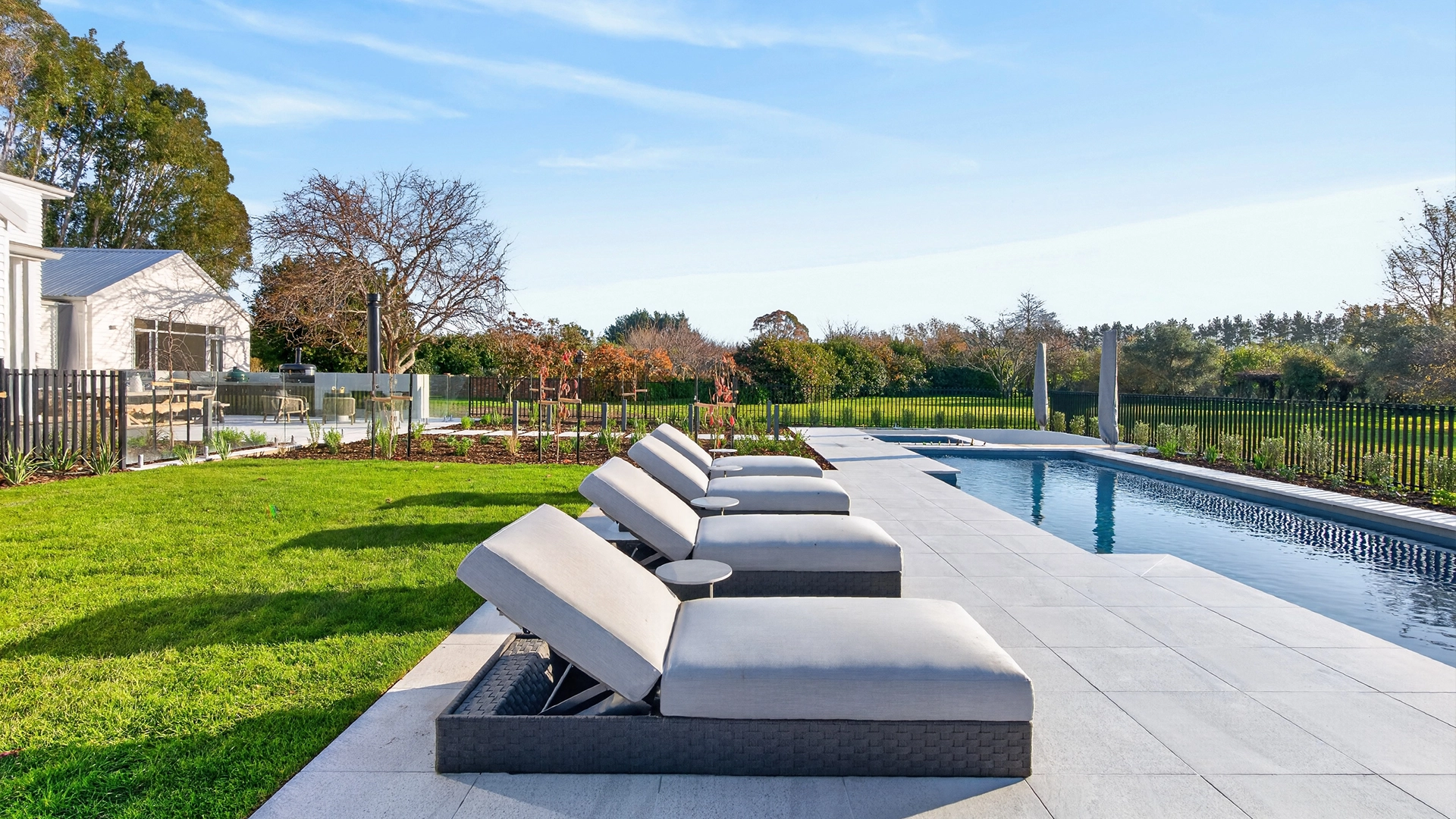 The Elegance 12.00m with The Amalfi Spa in Silver Grey installed by NZ Pools 